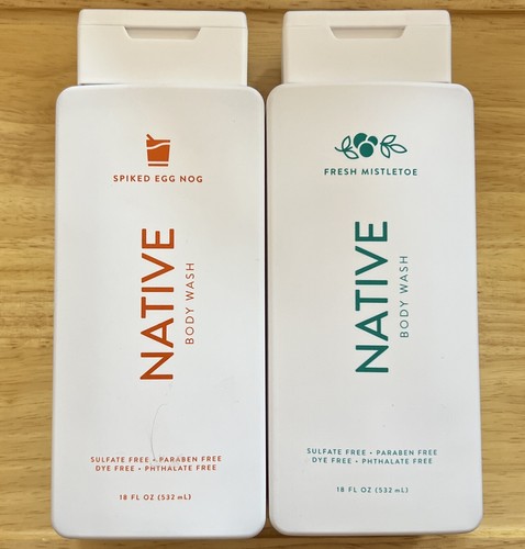 Native Body Wash Limited Edition (1) Fresh Mistletoe (1) Spiked Egg Nog 18 FL OZ - Bild 1 von 2
