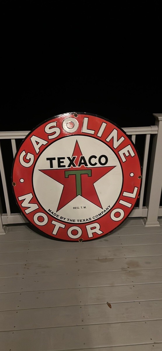 48 inch TEXACO MOTOR OIL porcelain sign Double Sided | eBay