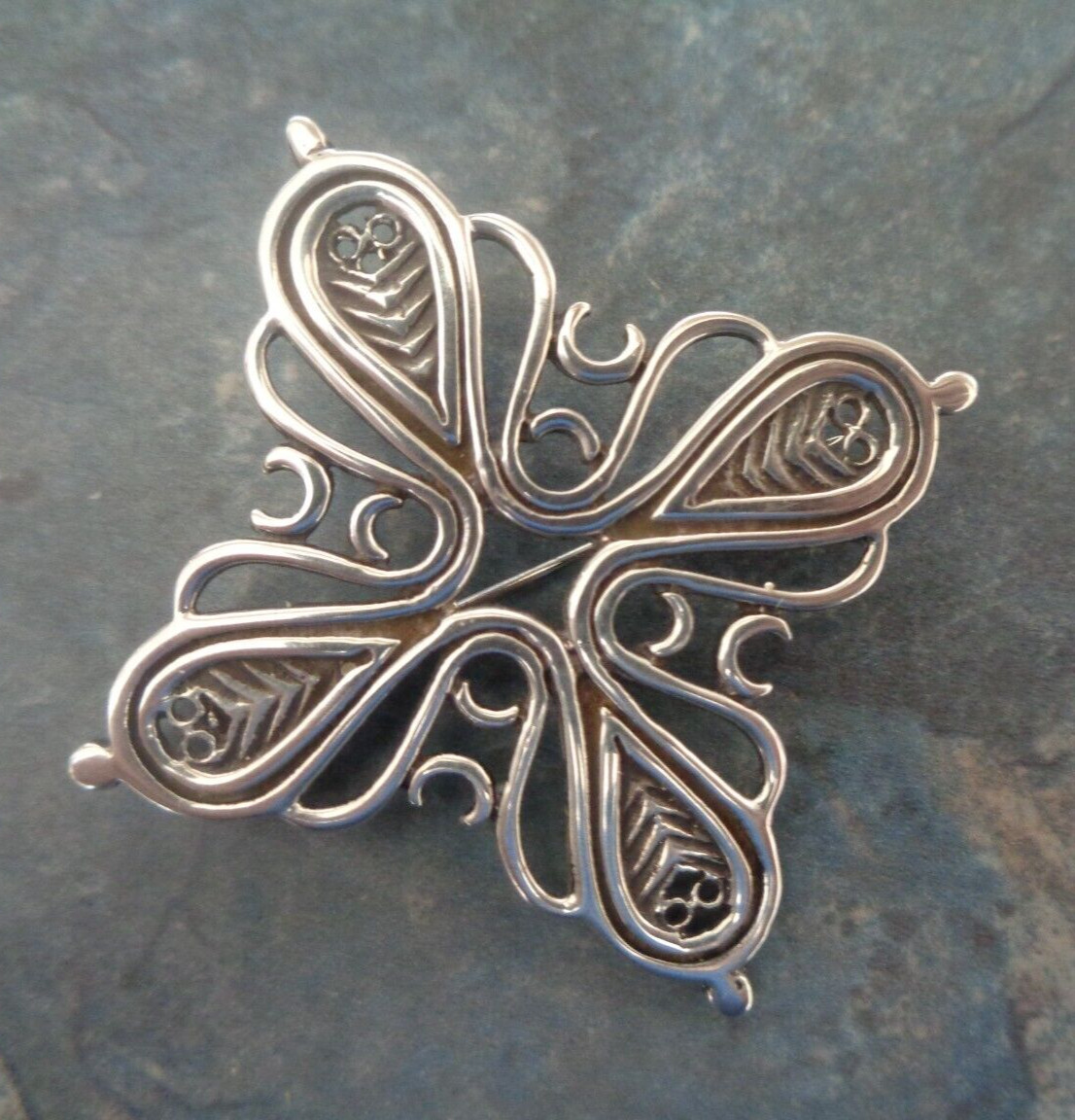 Ola Gorie Orkney Brooch LARGE Scottish Stg. Silver EARLY Finnish Design h/m 1972 thumbnail 2