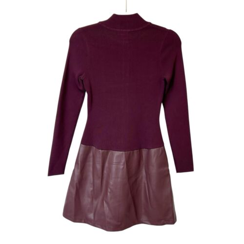 Karen Millen Zip Front Sweater Knit Dress Womens Size Small Faux Leather - Picture 2 of 11