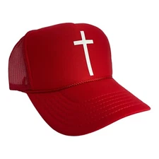 NEW HOLY CROSS ROYAL RED CAP 5 PANEL HIGH CROWN TRUCKER SNAPBACK TRENDY