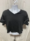 Women’s PINK Victoria’s Secret Black Cut Off Short Sleeve Big Logo T-Shirt Sz S