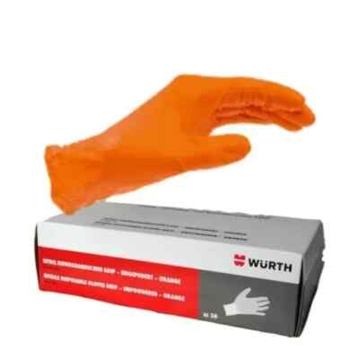 50 x WURTH orange Einweghandschuhe Nitril Grip Größe LARGE NEU PUDERFREI
