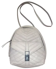 Botkier Dakota Backpack Gray Leather  Purse With Adjustable Strap Front Pocket