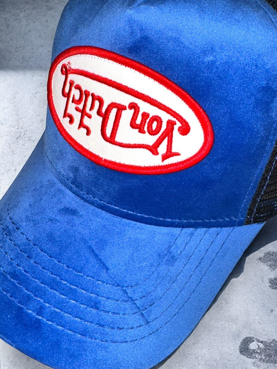 Von Dutch Trucker Hat Blue Velvet Upside Down Embroidered Logo