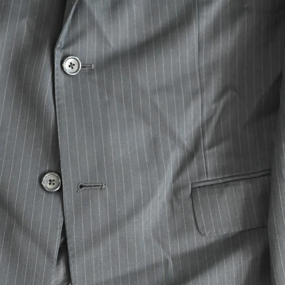 Joseph & Feiss 42S 34x30 Rayas Negras 100% Lana Hombres Chaqueta Pantalones Traje Foto 3 de 4