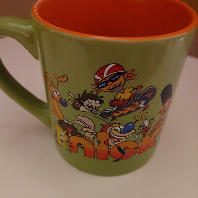 Nickelodeon Retro '90s Characters Green & Orange Ceramic Coffee Mug Tea Cup