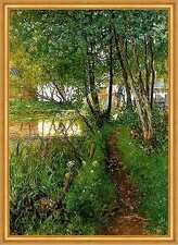 Vor dem Haus in Aibling Teich Weiher Pfad Schatten Weg Sommer LW Sperl A2 06