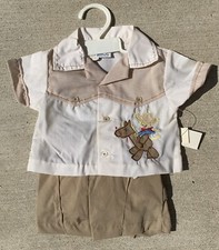 Cradle Togs Size 0-6 Mos Two Piece Western Cowboy Shorts Outfit Kid Baby Vintage