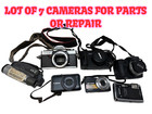 Lot of 7 digital Cameras / Film As Is For Parts Or Repair Canon / Sony / Olympus