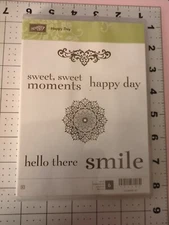 NEW Stampin Up Stamp Rubber Happy Day Sweet Sweet Moments Mandala Smile Hello 