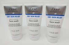 Lot of 3: Dove Derma Series Dry Skin Relief Gentle Cleansing Face Wash 1.7oz