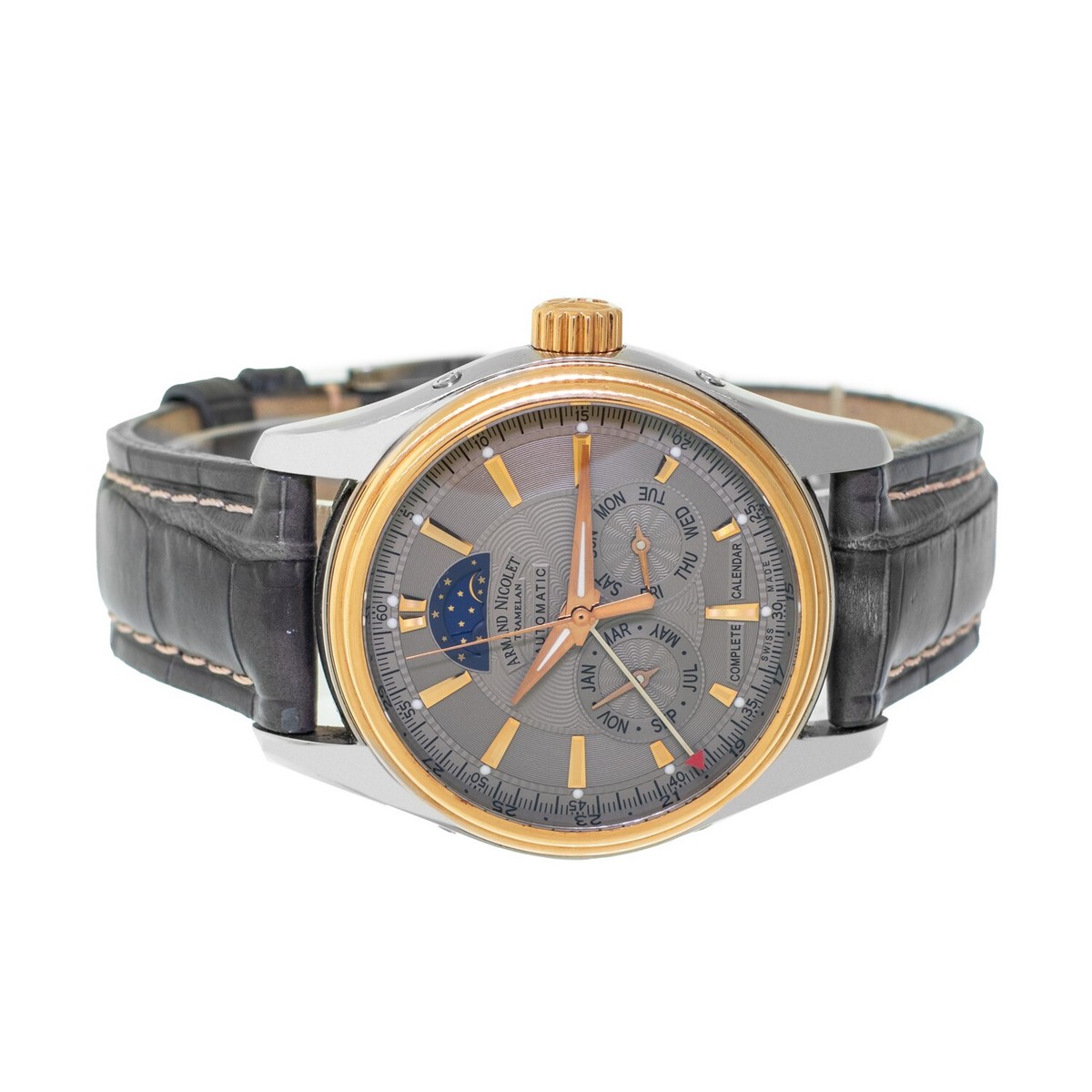 Armand Nicolet M02 Complete Calendar 43mm Steel and Rose Gold Grey