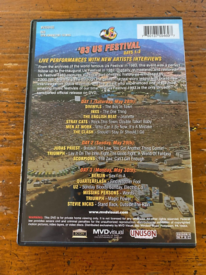 all region 83 US Festival Days 1-3 DVD The Clash•U2•Judas Priest