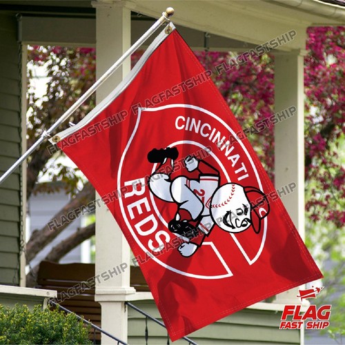 Cincinnati Reds 3x5 ft Flag Banner MLB Mascot Logo Baseball FREE Shipping USA 6G - Picture 11 of 16