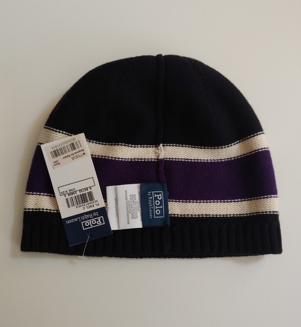 PONY Polo nuova con etichette Ralph Lauren bambini lana mista berretti grandi neri 8 20