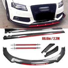 FOR AUDI A4 S4 Front Bumper Lip Spoiler Side Skirt Carbon Fiber Bod Kit