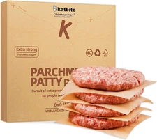 Katbite 300Pcs 6X6 Inches Patty Paper, Burger Patty Paper, Unbleached Parchment