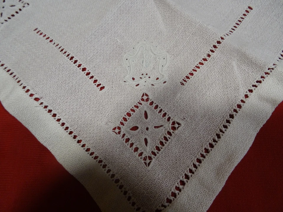 lot=lin blanc  2piéceslinge ancien =broderie richelieu mono =porte serviette - Photo 3/4