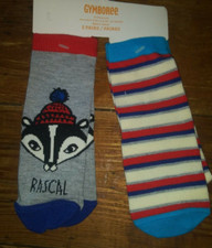 New nwt Gymboree 12 - 24 mo boys 2 pack winter socks rascal badger stripes cute