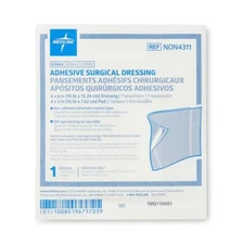Sterile Adhesive Surgical Dressing, 4" x 6" with 4" x 3" Pad, Box of 25
