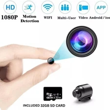 1080P Mini Camera WiFi HD IP Night Vision Security Cam For Home + 32GB SD Card