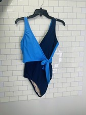 New Kona Sol Women  s Navy Blue /Light Blue One Piece Swimsuit Size Medium