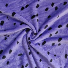Double Sided Supersoft Cuddle Fleece Fabric Material BLACK BLOTCHES ON PURPLE