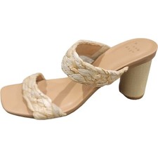 A New Day Heels Size 8. Womens Square Toe Slip On Block Heel Sandal tan Rope