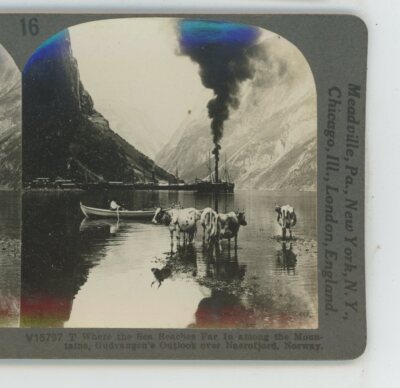 Where Sea Reaches Far Gudvangen Outlook Norway Keystone Stereoview