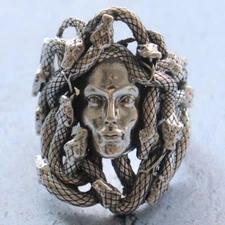 17g Medusa Gorgon Head Ring Women Present 925 SOLID STERLING Silver Many Sizes