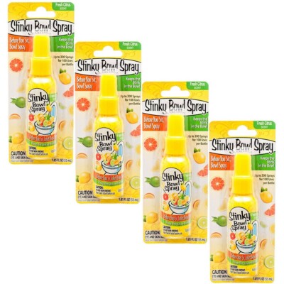 4 Stinky Bowl Spray Odor Preventer Eliminates Bad Smells Fresh Citrus 1.85 oz ea