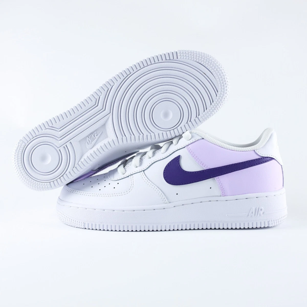 Nike Air Force 1 Custom Low Purple Lilac Blue Butterfly White Shoes Women  Kids