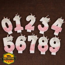 Number 7 Crown Birthday Candle Cake Topper Glitter Pink Girls Party