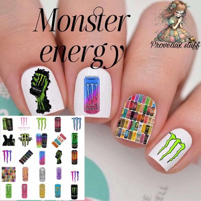 Monster Energy Waterslide Finger Nail Decals Instructions set of 50 SS Bonus