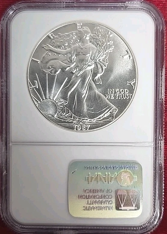 1987 $1 American Silver Eagle Error everse Struck Through NGC MS-69 - Image 4 of 4