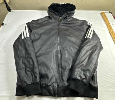 Adidas Performance Black Hooded Jacket Fleece Lined Full Zip XXL #5921