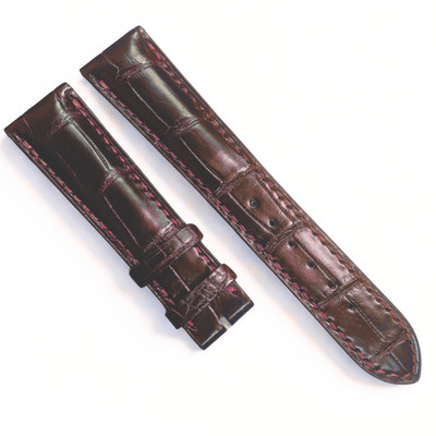 OEM Patek Philippe Red Alligator Leather Watch Band - 19mm x 14mm