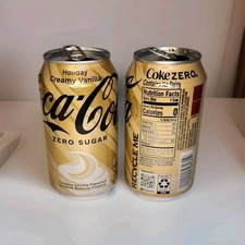 EMPTY LIMITED EDITION COKE ZERO HOLIDAY CREAMY VANILLA SODA  (2 CANS) COCA-COLA