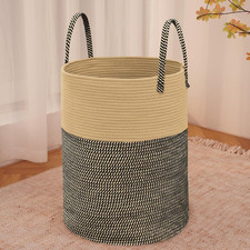 Large Woven Laundry Basket Hamper,60L Cotton Rope Storage Bin for Blankets,Toys