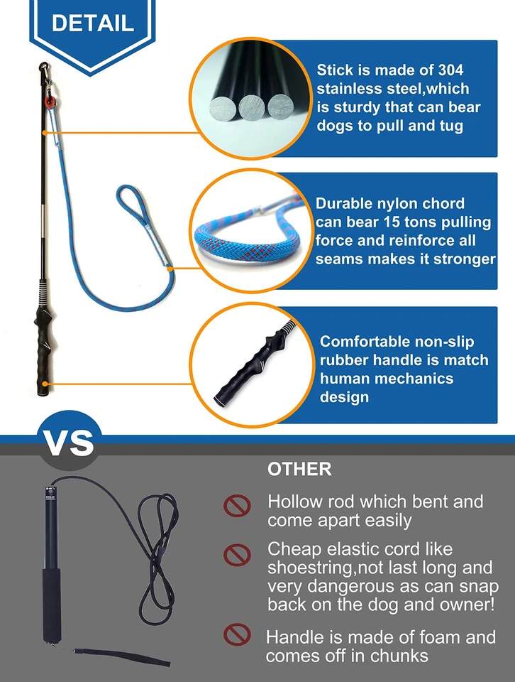 Juguete interactivo de poste de coqueteo para perros persecución y tira y afloja, varita teaser duradera... Foto 4 de 4
