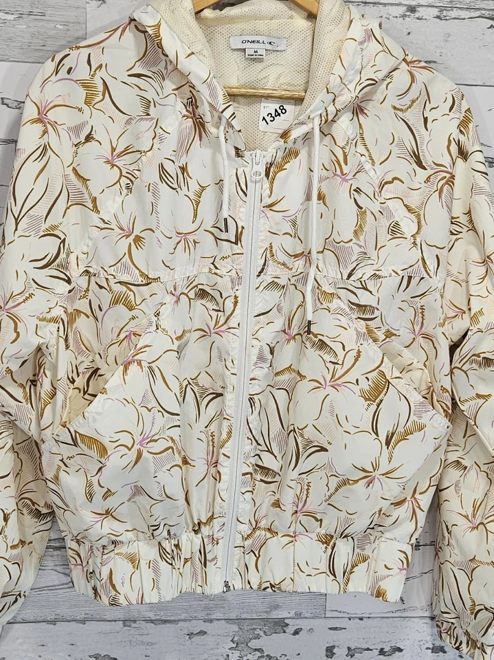 Chaqueta cortavientos ligera floral crema Oneill para mujer Lunan mediana Foto 2 de 4