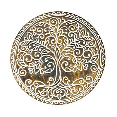 Wooden Stamp Tree Shape Carved Fabric Printing Block Textile Stampsping