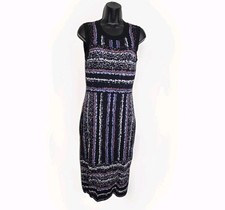 Rachel Roy Black Blue Long Women's Abstract Knit Sweater Dress M 