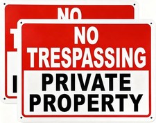 2 Pack No Trespassing Signs Private 10x7 inches, 2PC-Private Property Sign