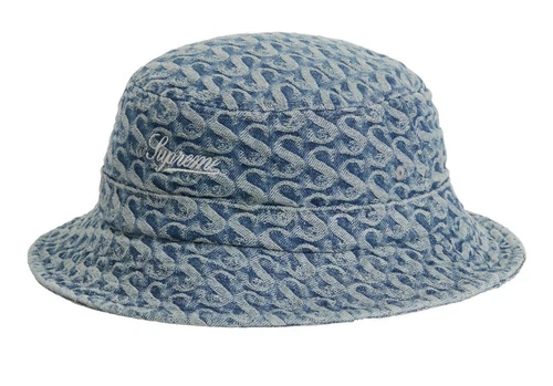 ? SUPREME FW21 MONOGRAMME DENIM CONCASSEUR CHAPEAU SEAU BLEU Taille M/L NEUF