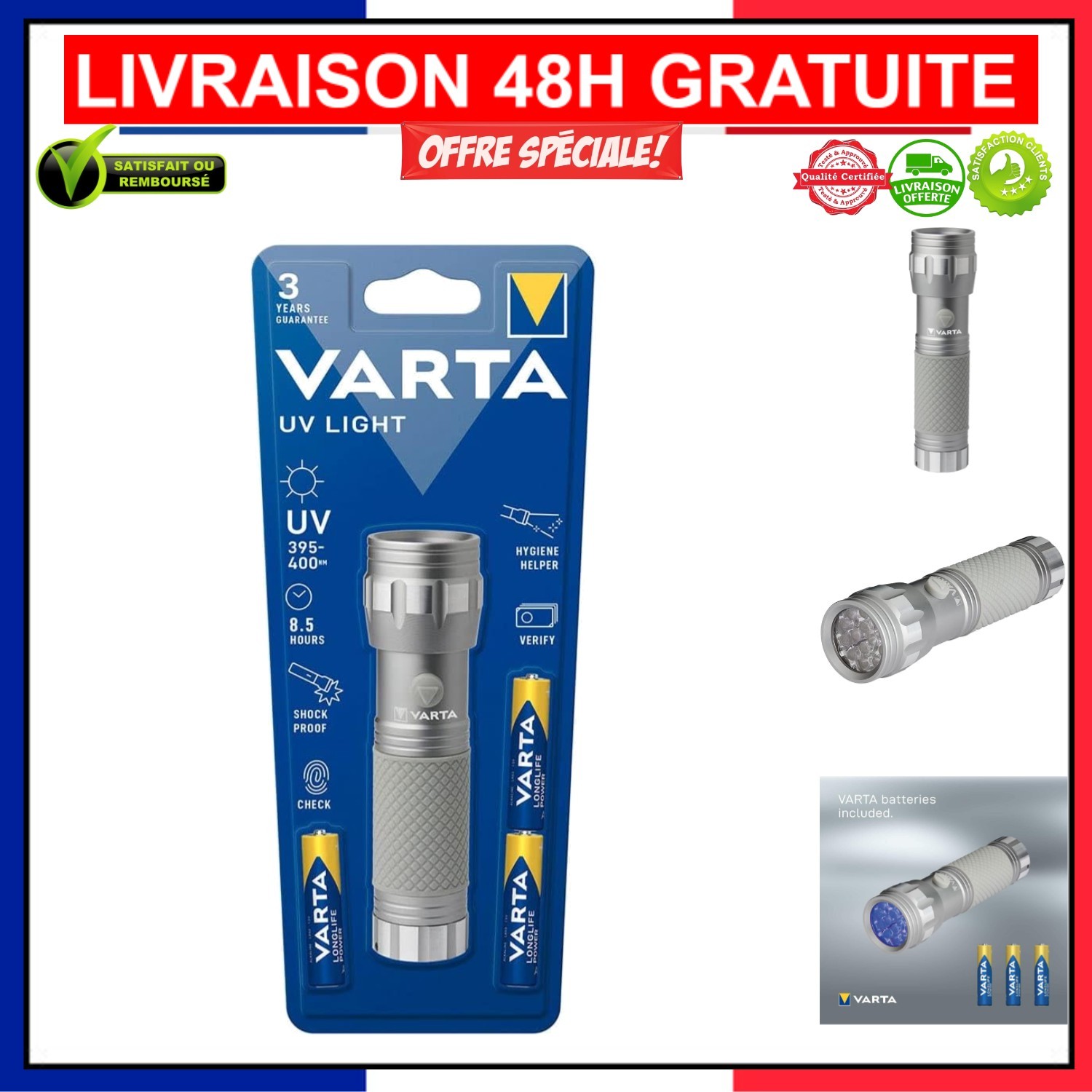 Lampe torche UV Varta anti faux billets pour sécuriser vos encaissements