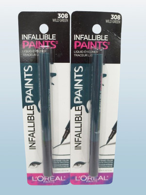 L'OREAL INFALLIBLE PAINTS LIQUID EYELINER 308 WILD GREEN 0.034 OZ LOT OF 2