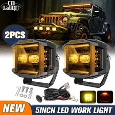 COLIGHT 5"inch Side Shooter LED Work Light Bar Cube Pods w/DRL Fog Driving Lamps