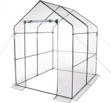 | Serra a Casetta Senza Ripiani Con Telo in PVC Trasparente, Struttura in Metall